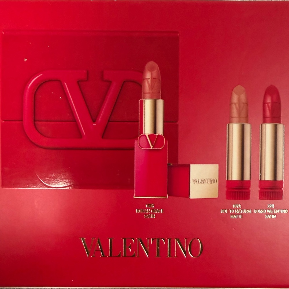 Valentino Lipstick Trio in Classic Red and Nude